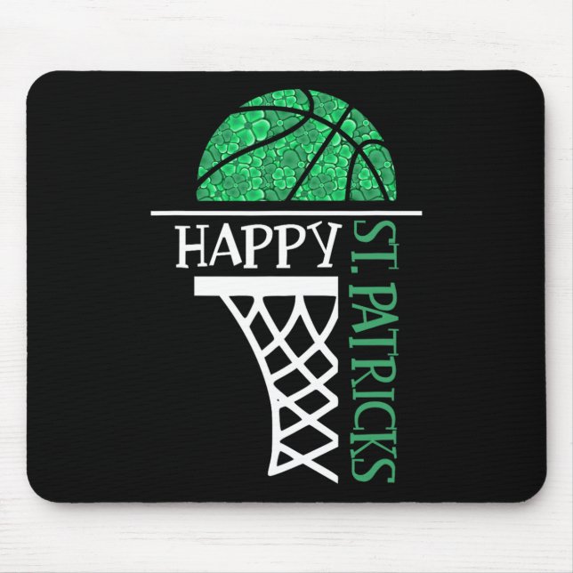 Happy St Patricks Day Kleeblatt Basketballspieler Mousepad (Vorne)