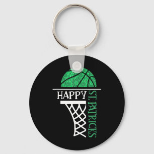 Happy St Patricks Day Kleeblatt Basketballspieler Schlüsselanhänger