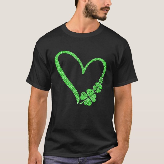 Happy St Patrick's Day Kleeblatt Herz für Frauen K T-Shirt (Vorderseite)