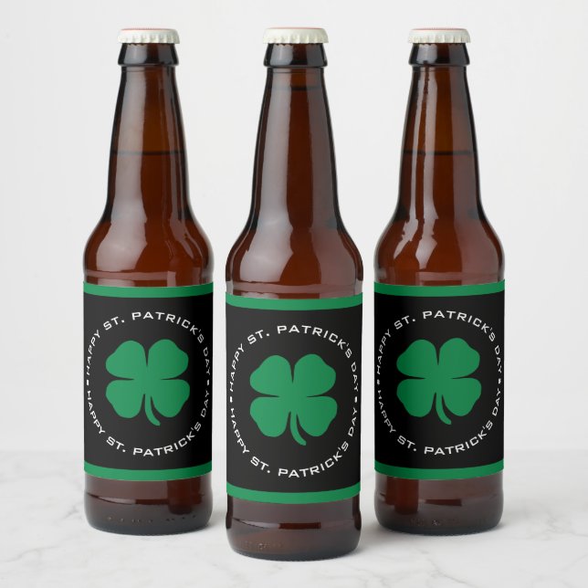 Happy St. Patrick's Day Kleeblatt Lucky Charm Bierflaschenetikett (Flaschen)