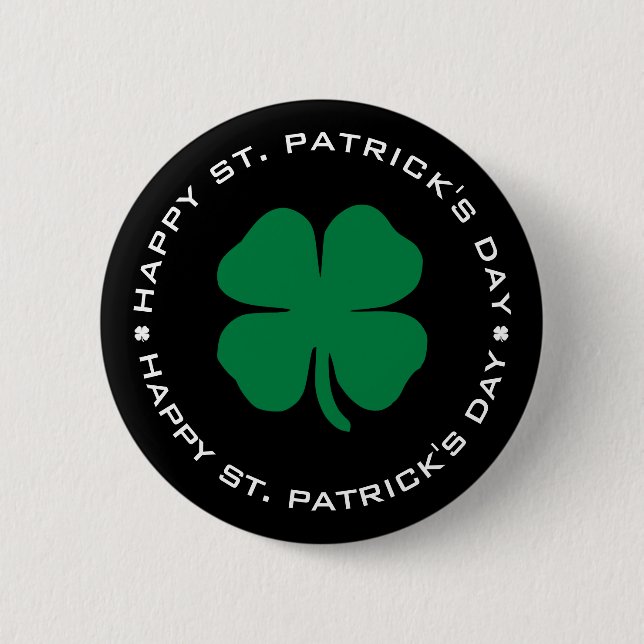 Happy St. Patrick's Day Kleeblatt Lucky Charm Button (Vorderseite)
