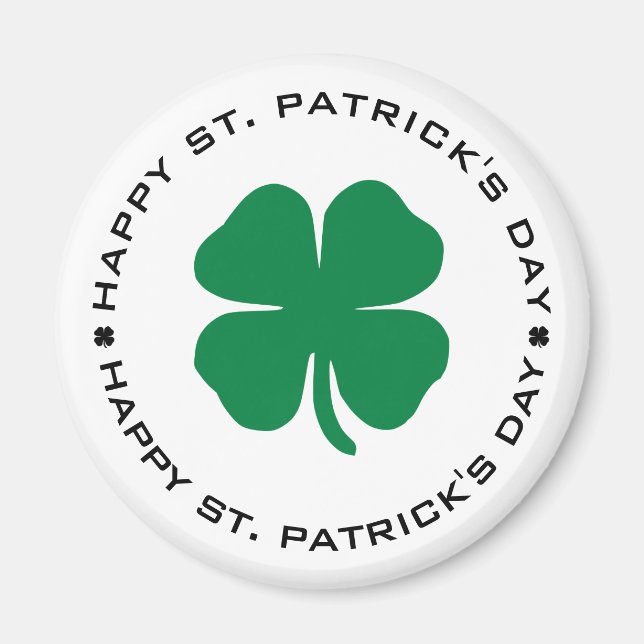 Happy St. Patrick's Day Kleeblatt Lucky Charm Magnet (Vorne)