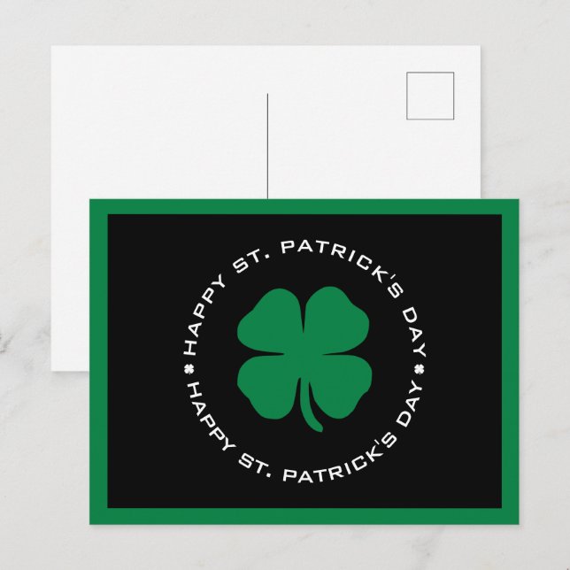 Happy St. Patrick's Day Kleeblatt Lucky Charm Postkarte (Vorne/Hinten)