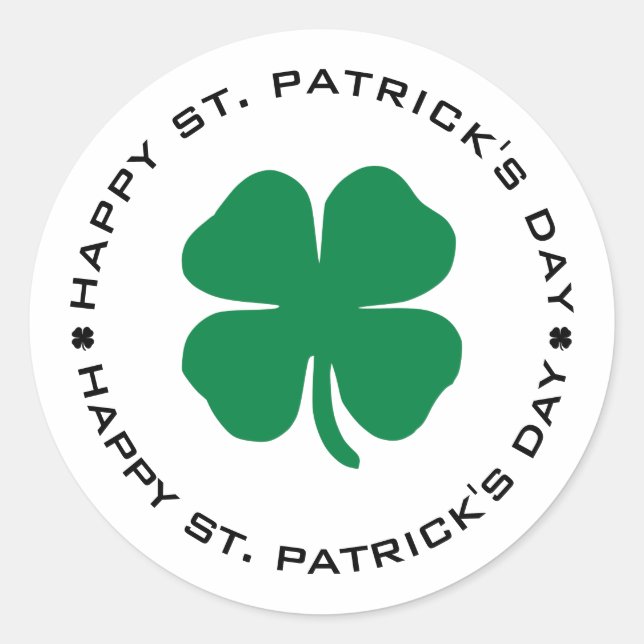 Happy St. Patrick's Day Kleeblatt Lucky Charm Runder Aufkleber (Vorderseite)