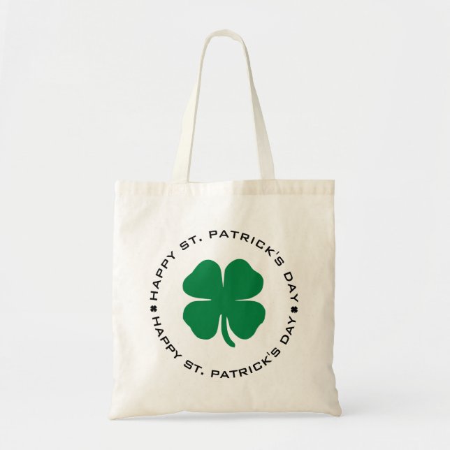 Happy St. Patrick's Day Kleeblatt Lucky Charm Tragetasche (Vorne)