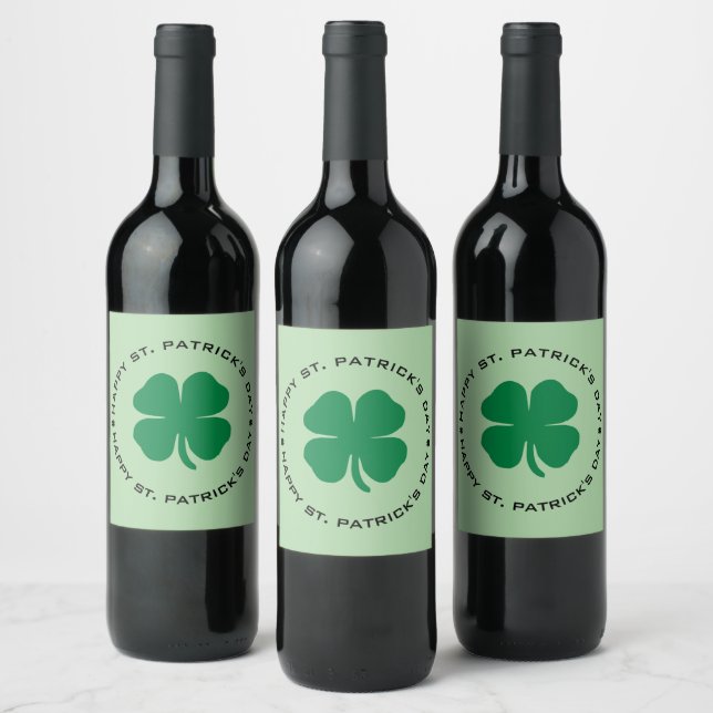 Happy St. Patrick's Day Kleeblatt Lucky Charm Weinetikett (Flaschen)