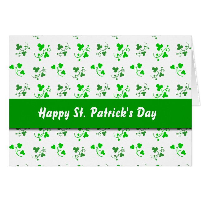 Happy St. Patrick's Day Kleeblatt Pattern Card (Vorderseite (Horizontal))