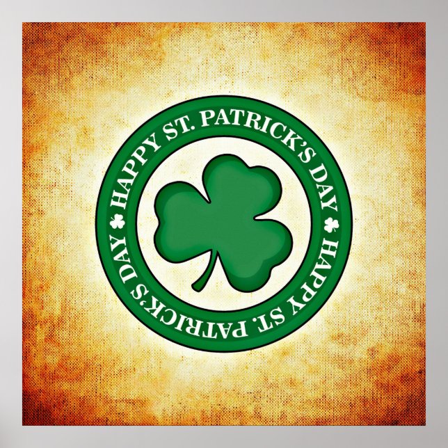 Happy St. Patrick's Day Kleeblatt Square Poster (Vorne)