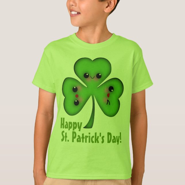 Happy St. Patrick's Day Kleeblatt T-Shirt (Vorderseite)