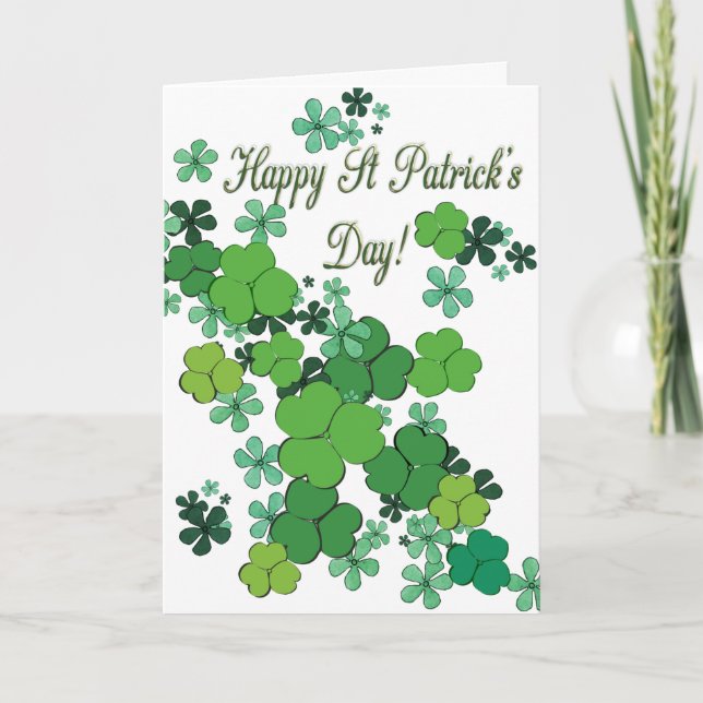 Happy St Patrick's Day Kleeblatts & Daisies Card Dankeskarte (Vorderseite)