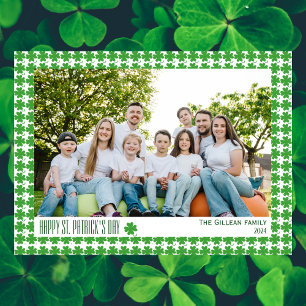 Happy St. Patrick's Day Kleeblatts Familie 1 Foto Feiertagskarte