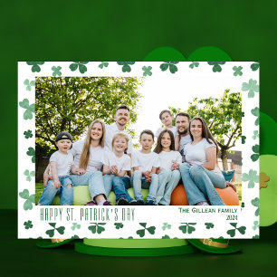 Happy St. Patrick's Day Kleeblatts Familie 1 Foto Feiertagskarte