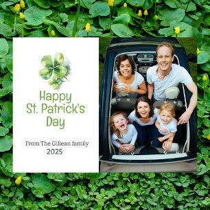Happy St. Patrick's Day Kleeblatts Familie 1 Foto Feiertagskarte