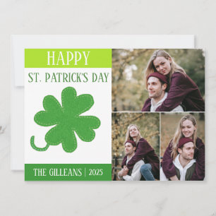Happy St. Patrick's Day Kleeblatts Familie 3 Foto Feiertagskarte