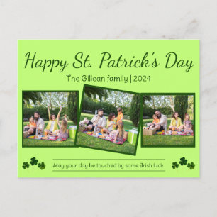 Happy St. Patrick's Day Kleeblatts Familie 3 Foto Feiertagspostkarte