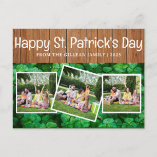 Happy St. Patrick's Day Kleeblatts Familie 3 Foto Feiertagspostkarte