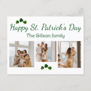 Happy St. Patrick's Day Kleeblatts Familie 3 Foto Feiertagspostkarte