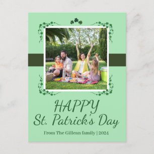 Happy St. Patrick's Day Kleeblatts Familie Ein Fot Feiertagspostkarte