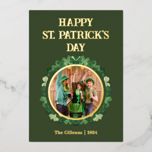 Happy St patricks day Kleeblatts Family Foto Folien Feiertagskarte