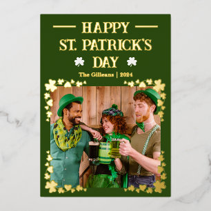 Happy St patricks day Kleeblatts Family Foto Folien Feiertagskarte