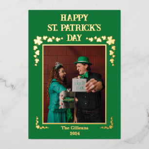 Happy St patricks day Kleeblatts Family Foto Folien Feiertagskarte