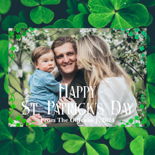 Happy St. Patrick's Day Kleeblatts Foto Feiertagskarte