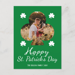 Happy St patricks day Kleeblatts Foto Feiertagspostkarte