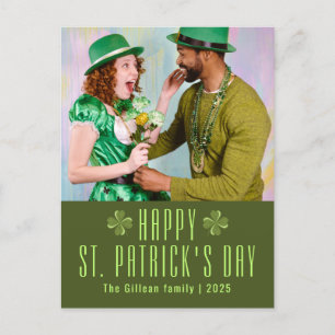 Happy St. Patrick's Day Kleeblatts Foto Feiertagspostkarte