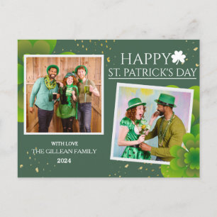 Happy St patricks day Kleeblatts Foto Feiertagspostkarte