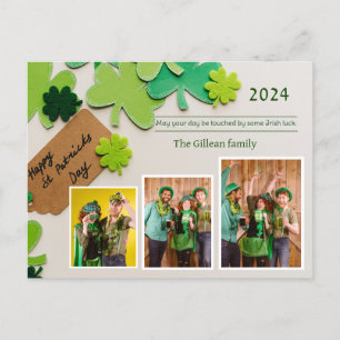 Happy St. Patrick's Day Kleeblatts Foto Feiertagspostkarte