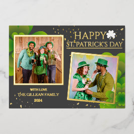 Happy St patricks day Kleeblatts Foto Folien Feiertagskarte