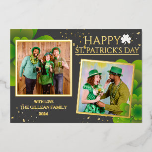 Happy St patricks day Kleeblatts Foto Folien Feiertagskarte