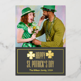 Happy St patricks day Kleeblatts Foto Folien Feiertagskarte