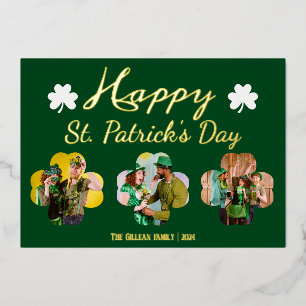 Happy St patricks day Kleeblatts Foto Folien Feiertagskarte