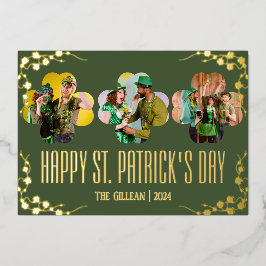 Happy St patricks day Kleeblatts Foto Folien Feiertagskarte