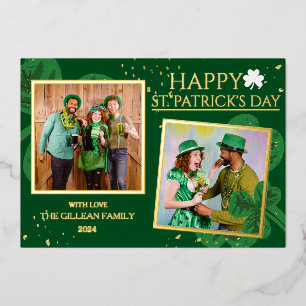 Happy St patricks day Kleeblatts Foto Folien Feiertagskarte