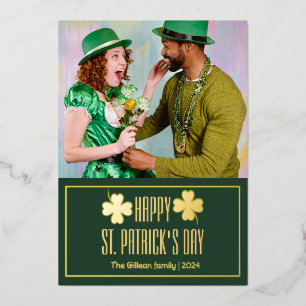 Happy St patricks day Kleeblatts Foto Folien Feiertagskarte
