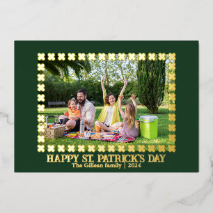 Happy St patricks day Kleeblatts Foto Folien Feiertagskarte