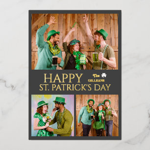 Happy St patricks day Kleeblatts Foto Folien Feiertagskarte