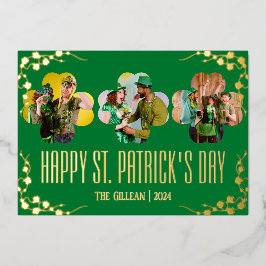 Happy St patricks day Kleeblatts Foto Folien Feiertagskarte