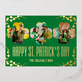 Happy St patricks day Kleeblatts Foto Folien Feiertagskarte