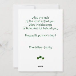 Happy St. Patrick's Day Kleeblatts Kind Foto Feiertagskarte