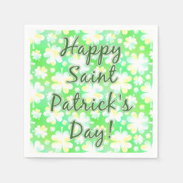 Happy St Patrick's Day Kleeblatts Retro Wasserfarb Serviette