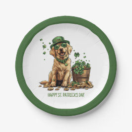 Happy St. Patrick's Day Labrador Retriever Dog Pappteller