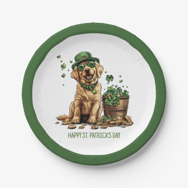 Happy St. Patrick's Day Labrador Retriever Dog Pappteller (Vorderseite)