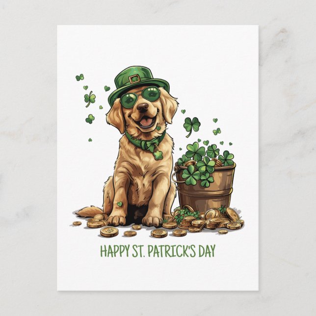 Happy St. Patrick's Day Labrador Retriever Dog Postkarte (Vorderseite)
