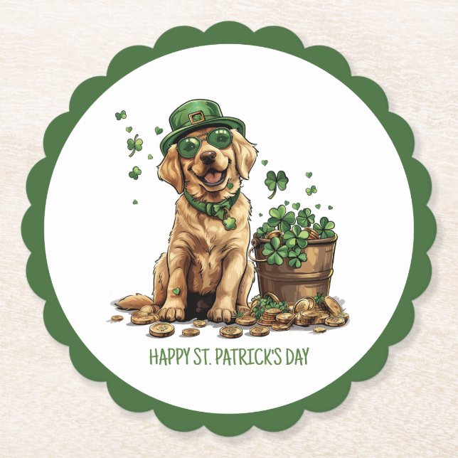 Happy St. Patrick's Day Labrador Retriever Dog Untersetzer (Vorderseite)