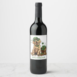 Happy St. Patrick's Day Labrador Retriever Dog Weinetikett