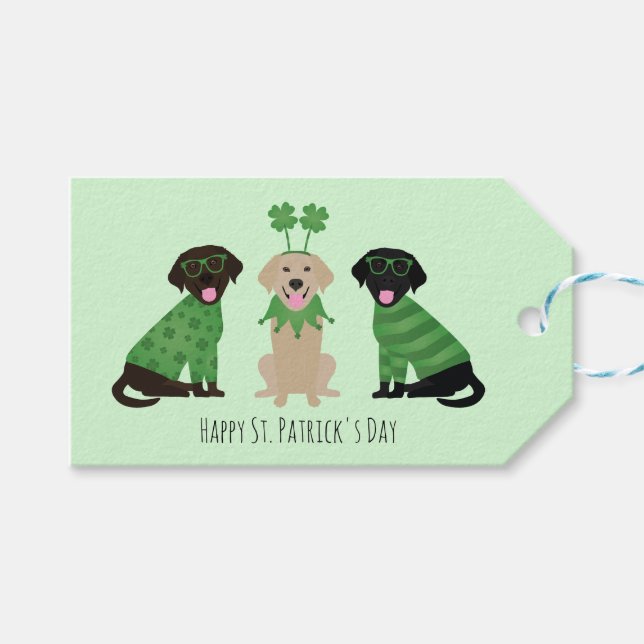 Happy St Patricks Day Labrador Retriever Hunde Geschenkanhänger (Vorderseite (Horizontal))