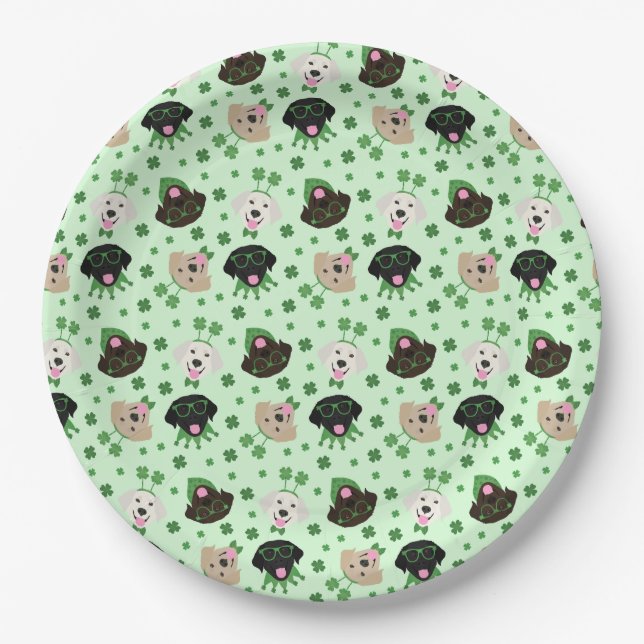 Happy St Patricks Day Labrador Retriever Hunde Pappteller (Vorderseite)